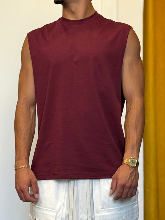 T-SHIRT Senza Maniche BORDEAUX