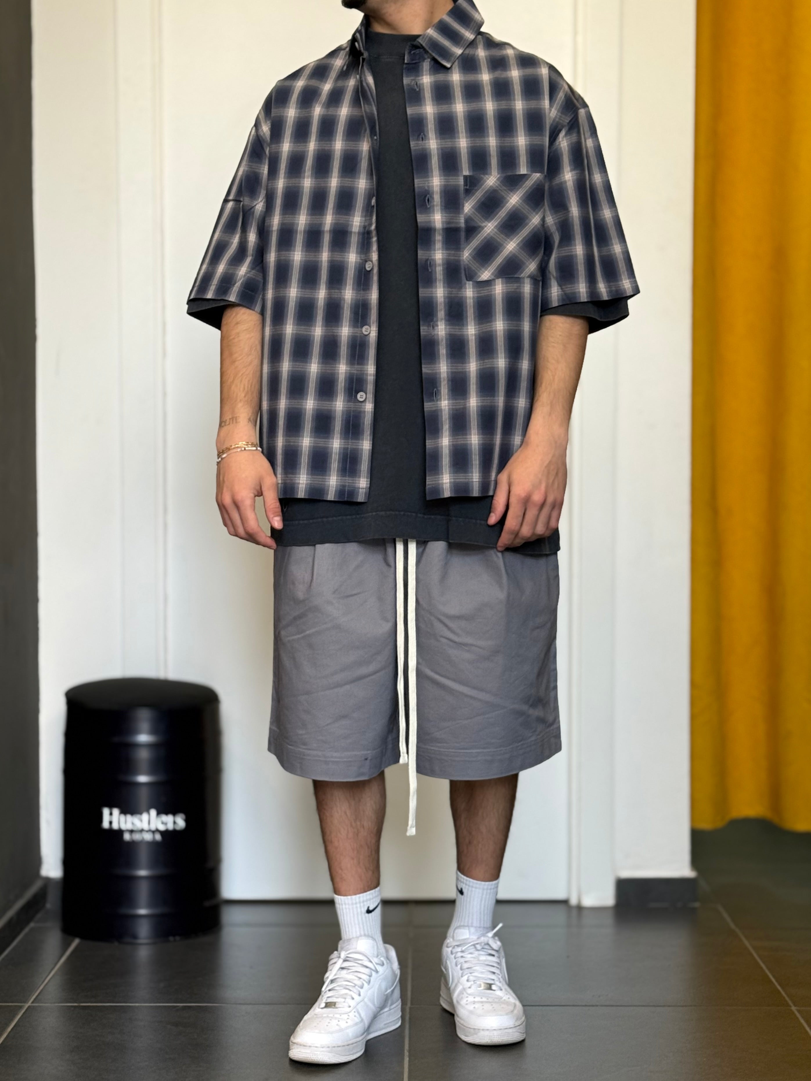 CAMICIA QUADRI Maniche Corte BLU