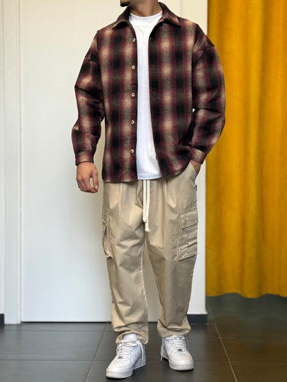 CAMICIA A Quadri BORDEAUX/BEIGE/NERO