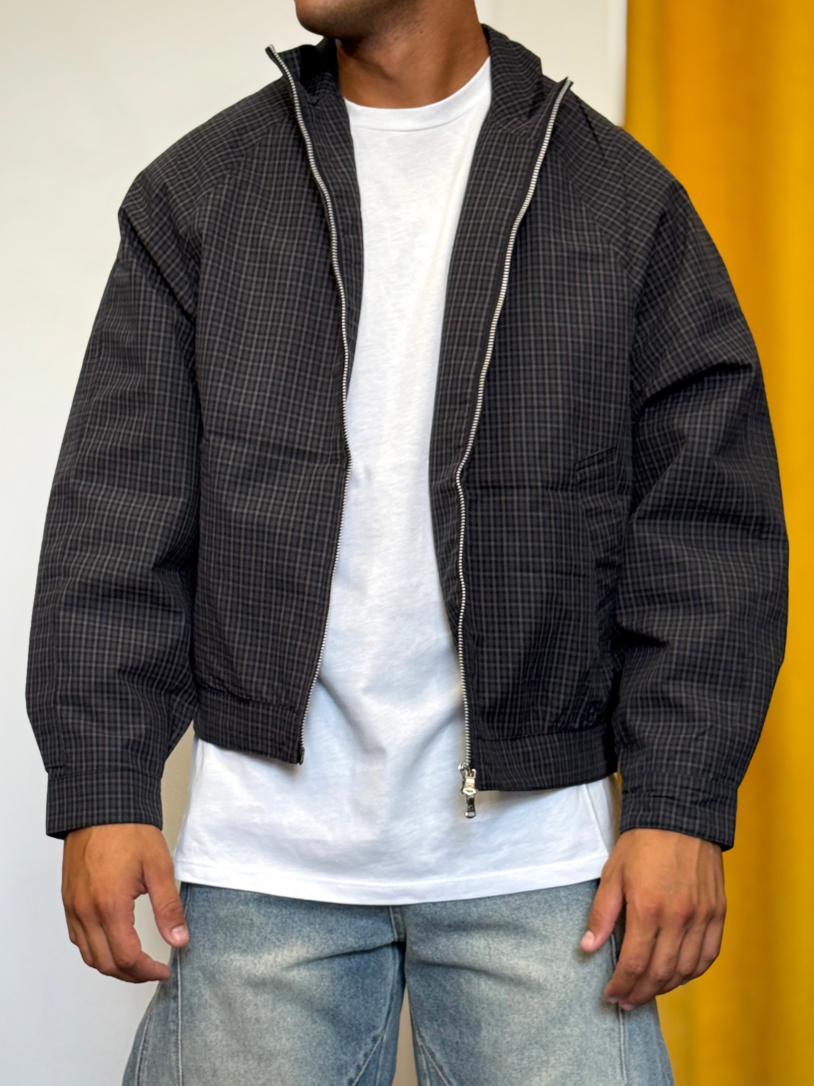 GIACCA Cropped Fit Quadri GRIGIO