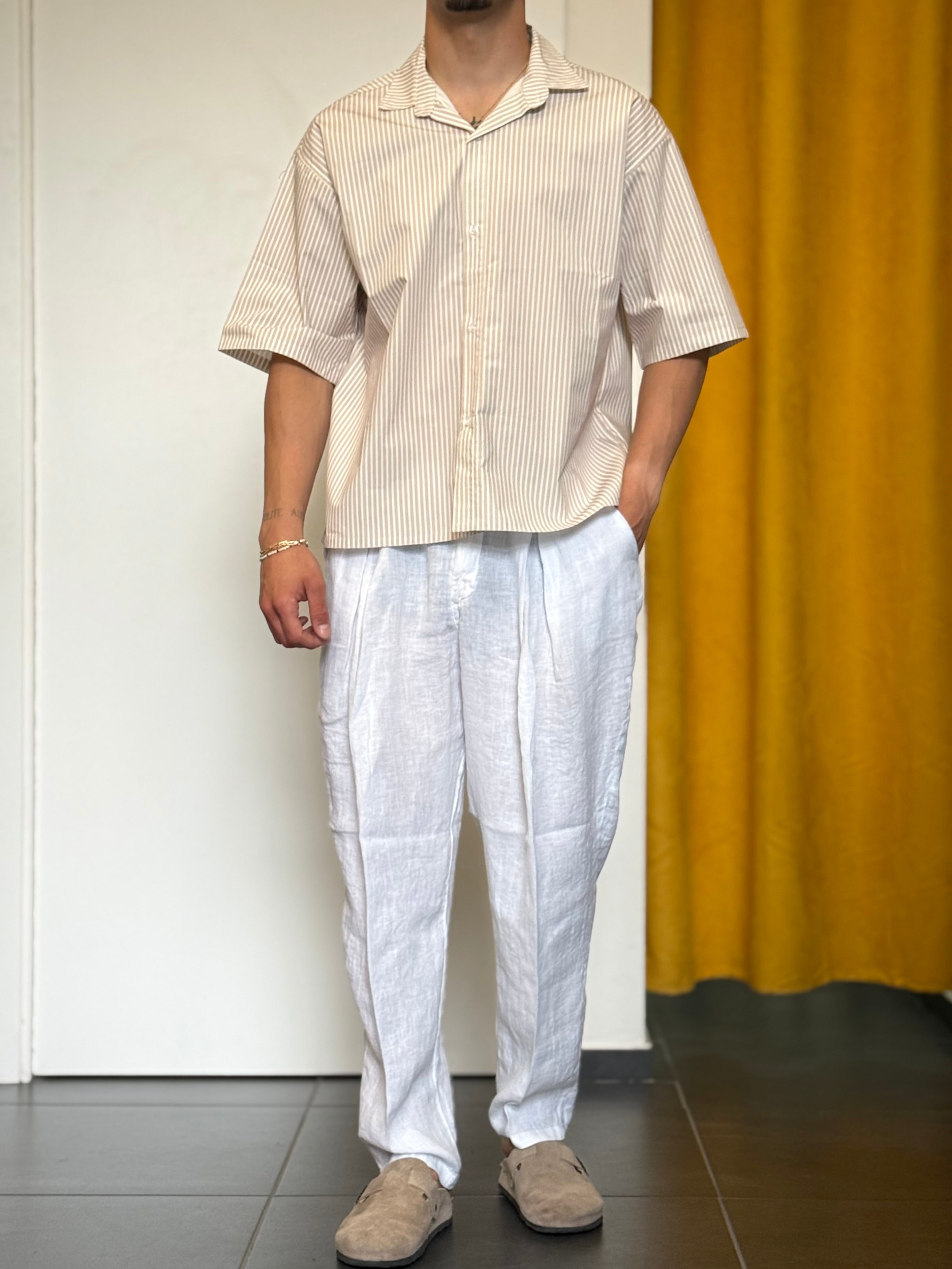 PANTALONE Lino Over BIANCO