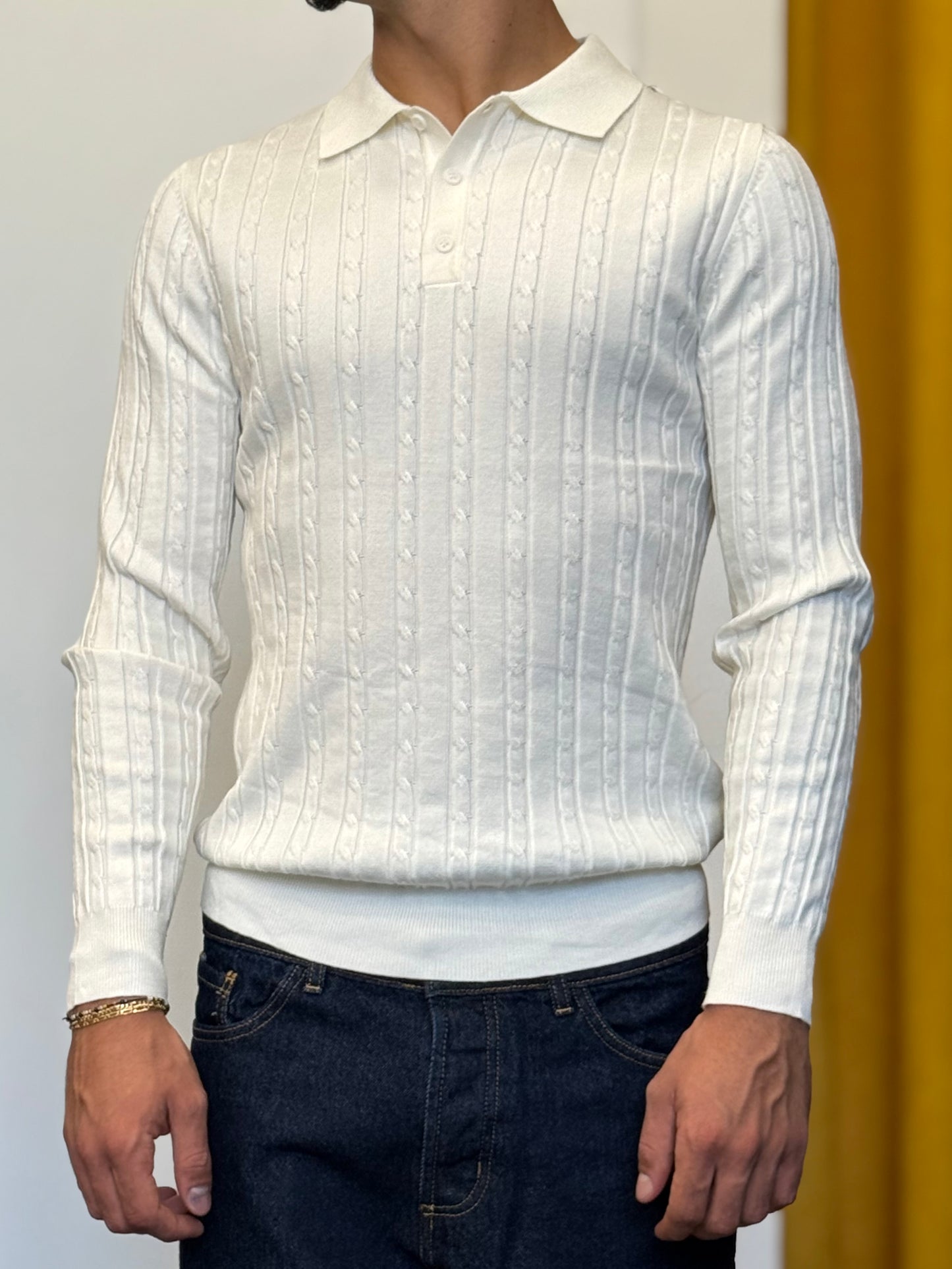 POLO Strutturata Slim Fit BIANCO