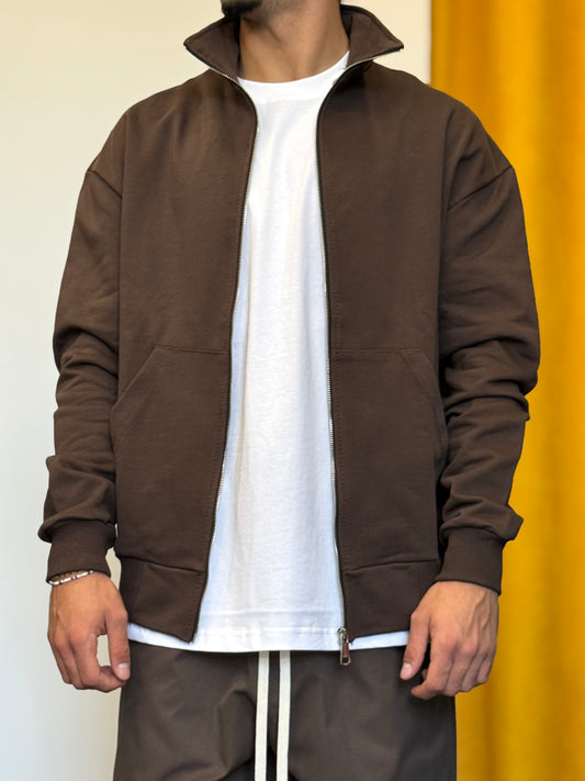 FELPA ZIP Cotone MARRONE