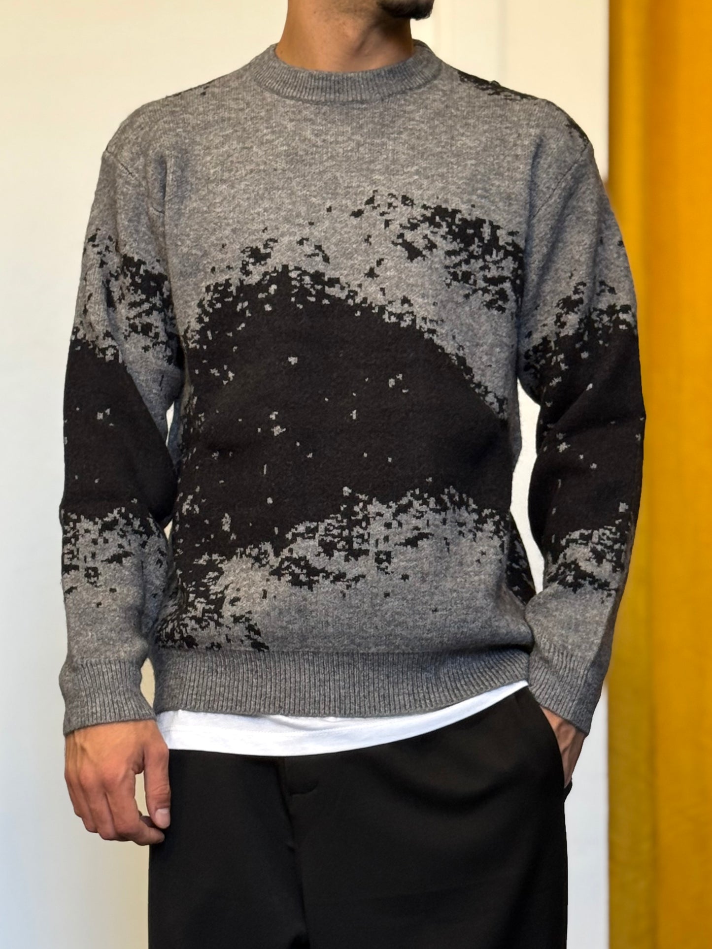 MAGLIONE Fantasia GRIGIO/NERO