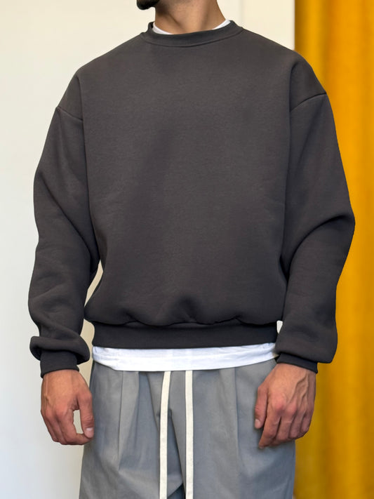 FELPA Girocollo Cotone Felpato GRIGIO PIOMBO