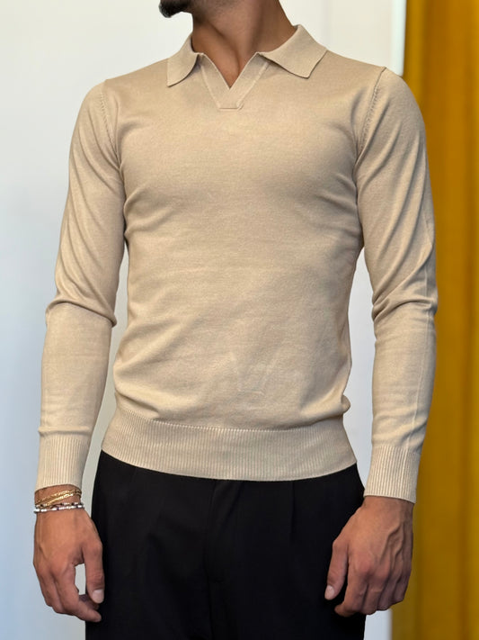 POLO Colletto S/Bottoni Slim Fit BEIGE