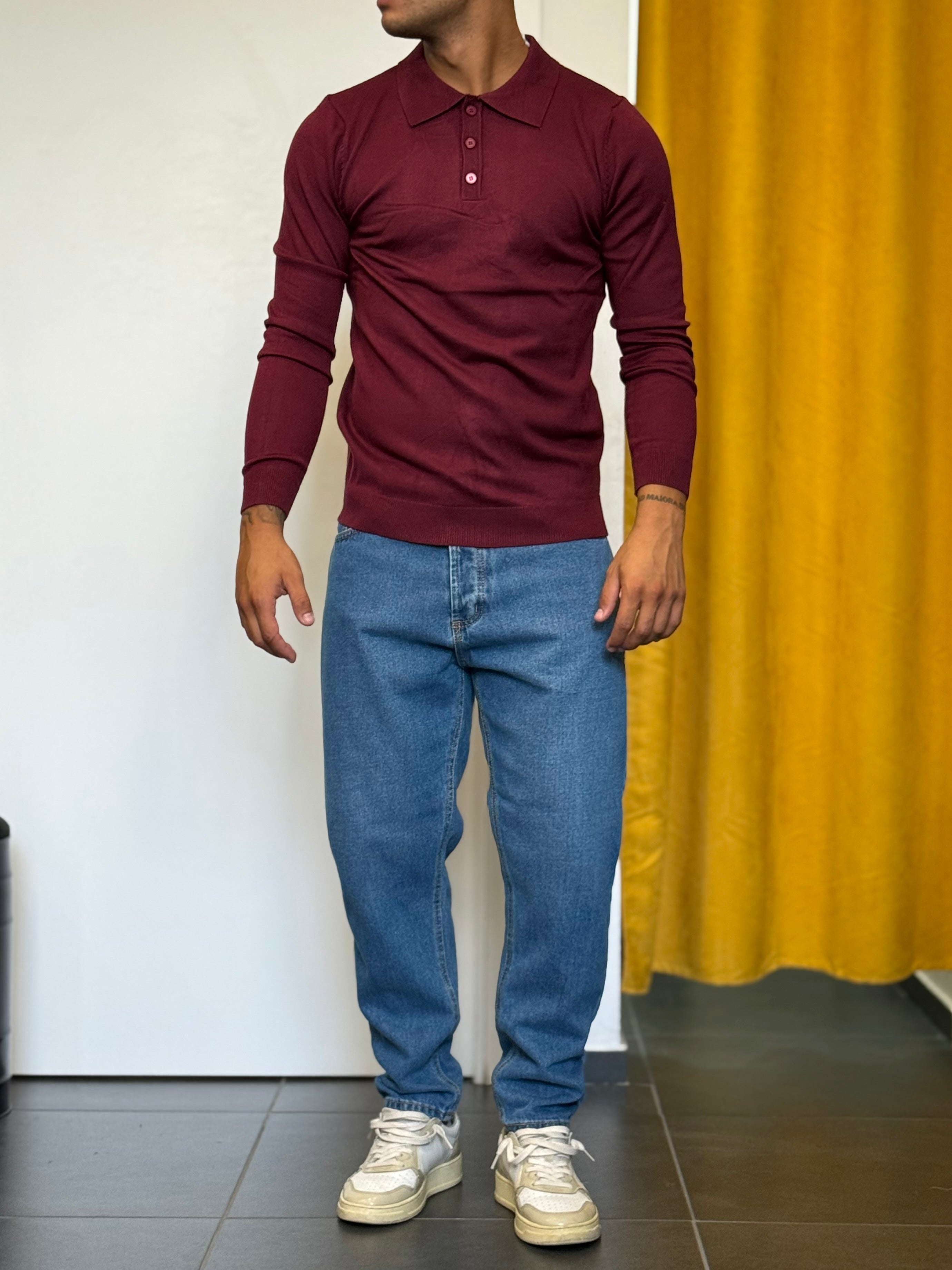 POLO Maniche Lunghe Slim Fit BORDEAUX