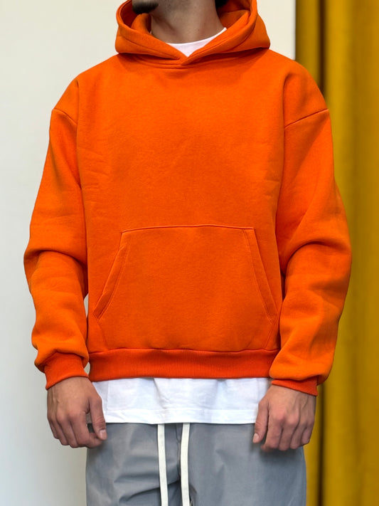 FELPA Con Cappuccio Cotone Felpato ARANCIONE