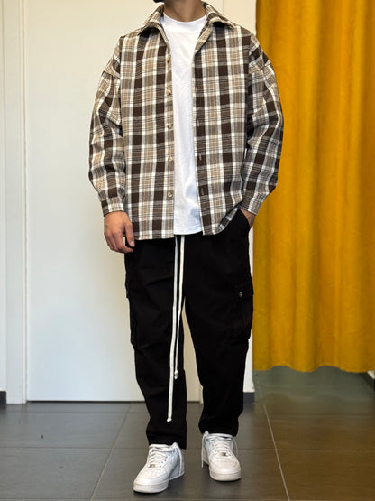 CAMICIA A Quadri PANNA/MARRONE