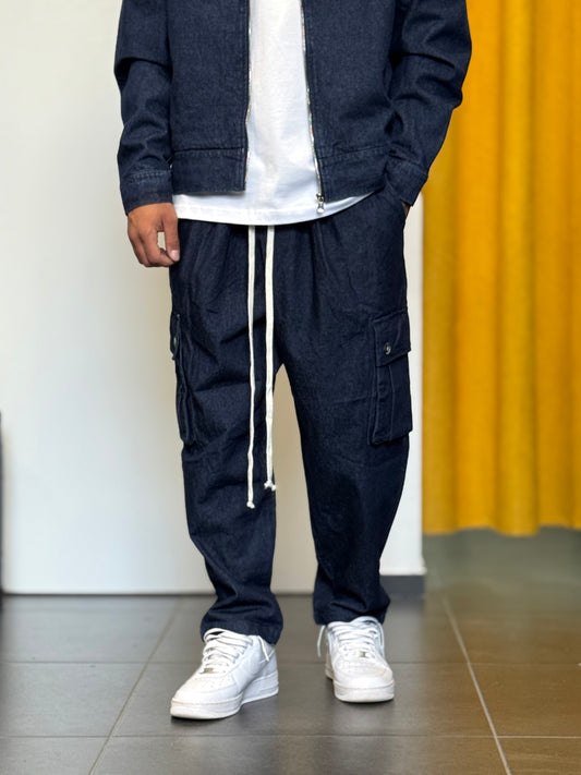 PANTALONE DENIM Cargo BLU