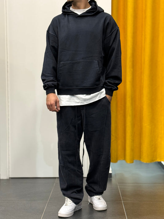 TUTA Felpa Cappuccio STONE WASHED BLU