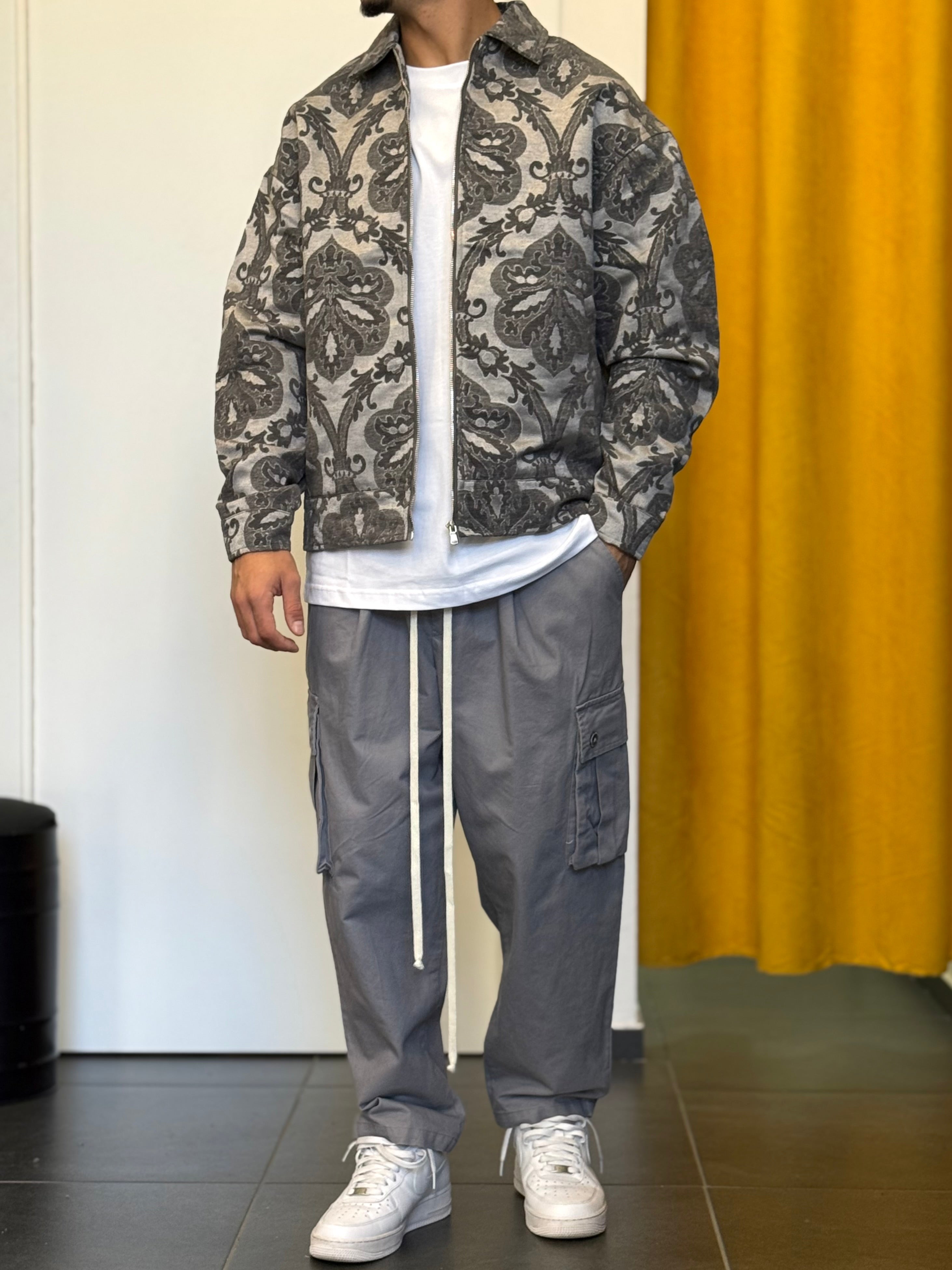 GIACCA Fantasia Damascato GRIGIO SCURO