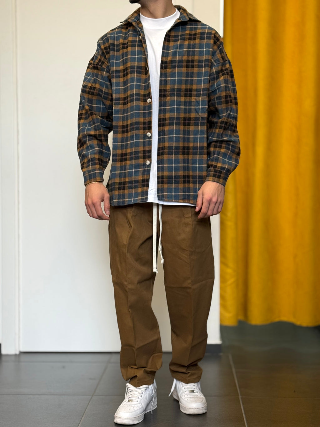 CAMICIA A Quadri NERO/PETROLIO/CAMMELLO