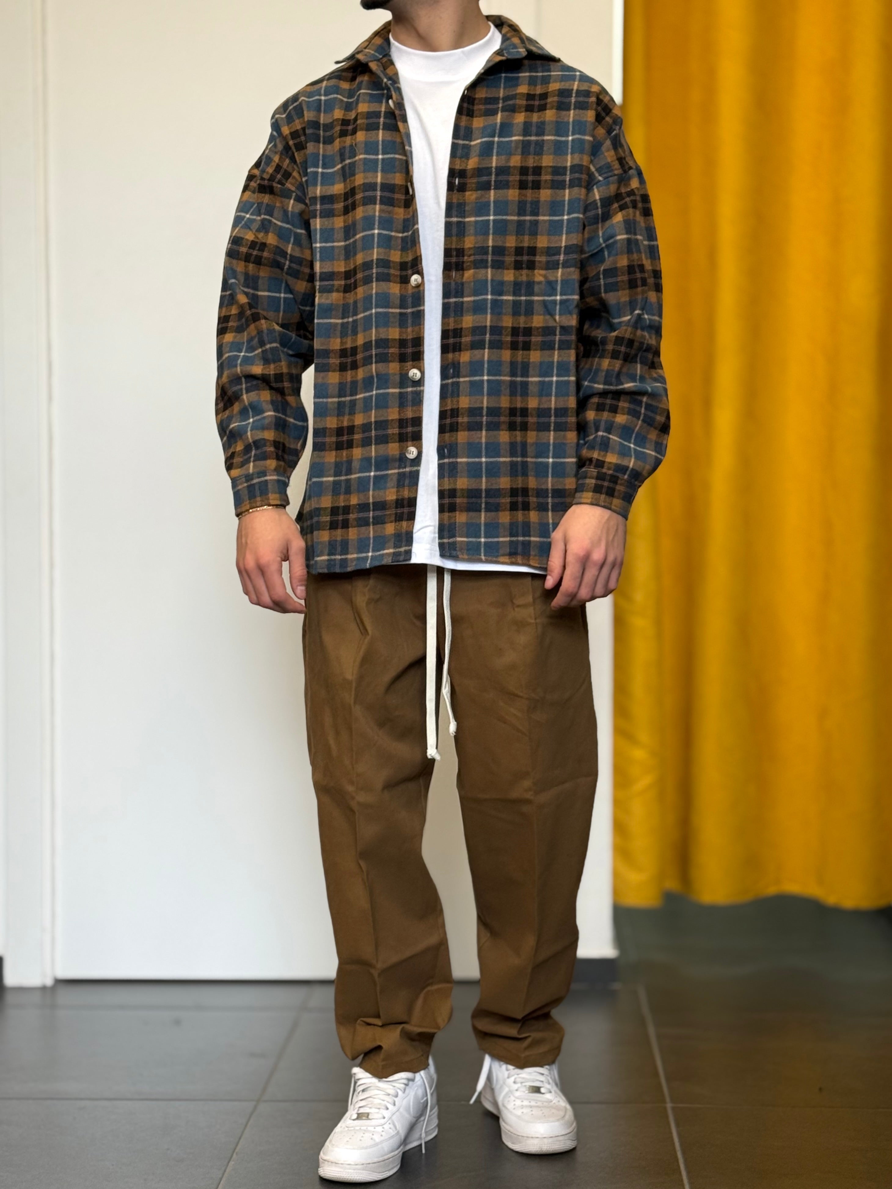 CAMICIA A Quadri NERO/PETROLIO/CAMMELLO