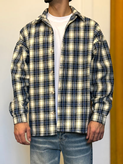 CAMICIA A Quadri PANNA/BLU