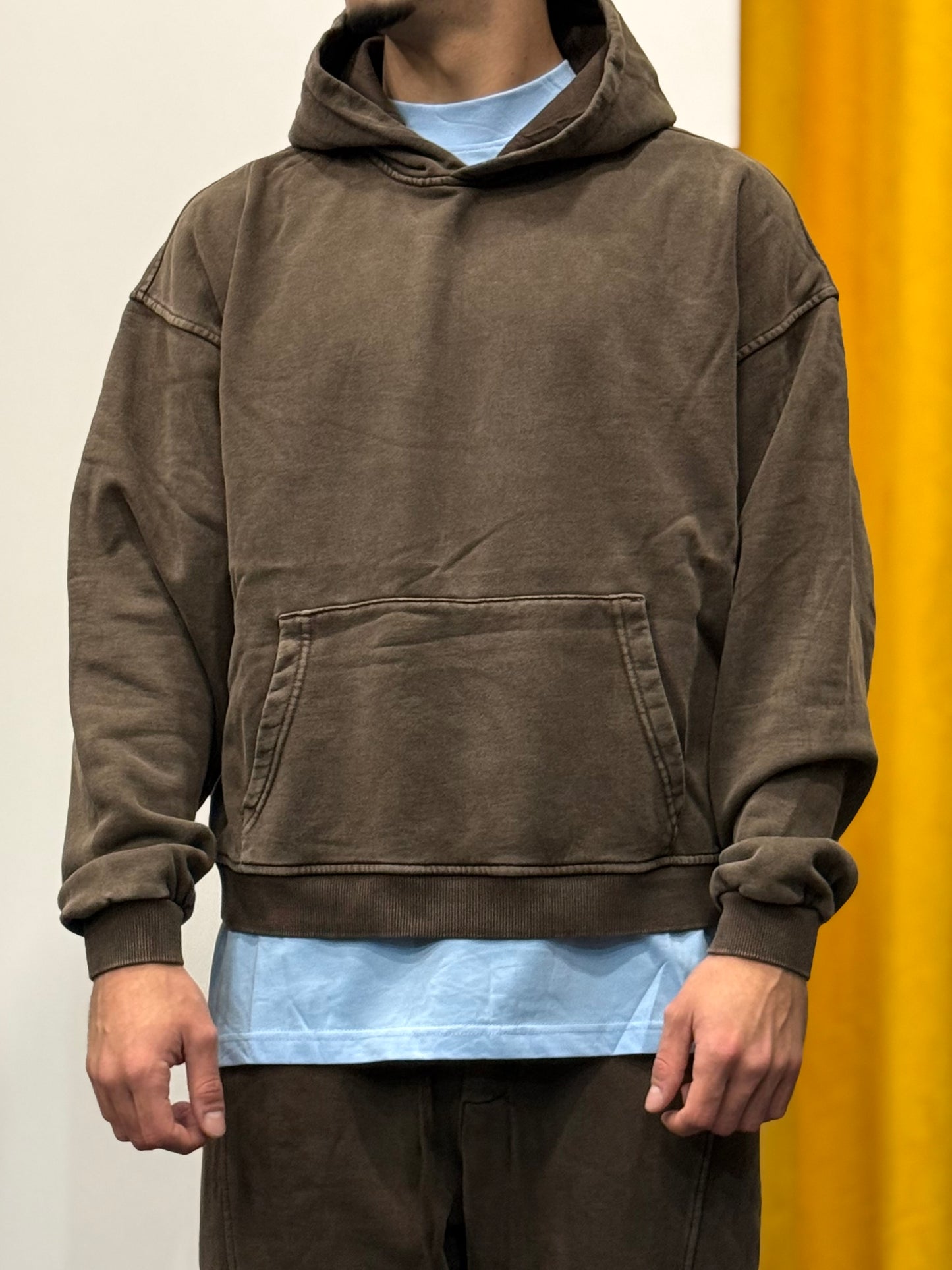 TUTA Felpa Cappuccio STONE WASHED MARRONE