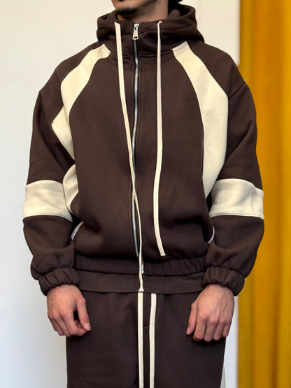 TUTA Cotone Felpato MARRONE/BEIGE