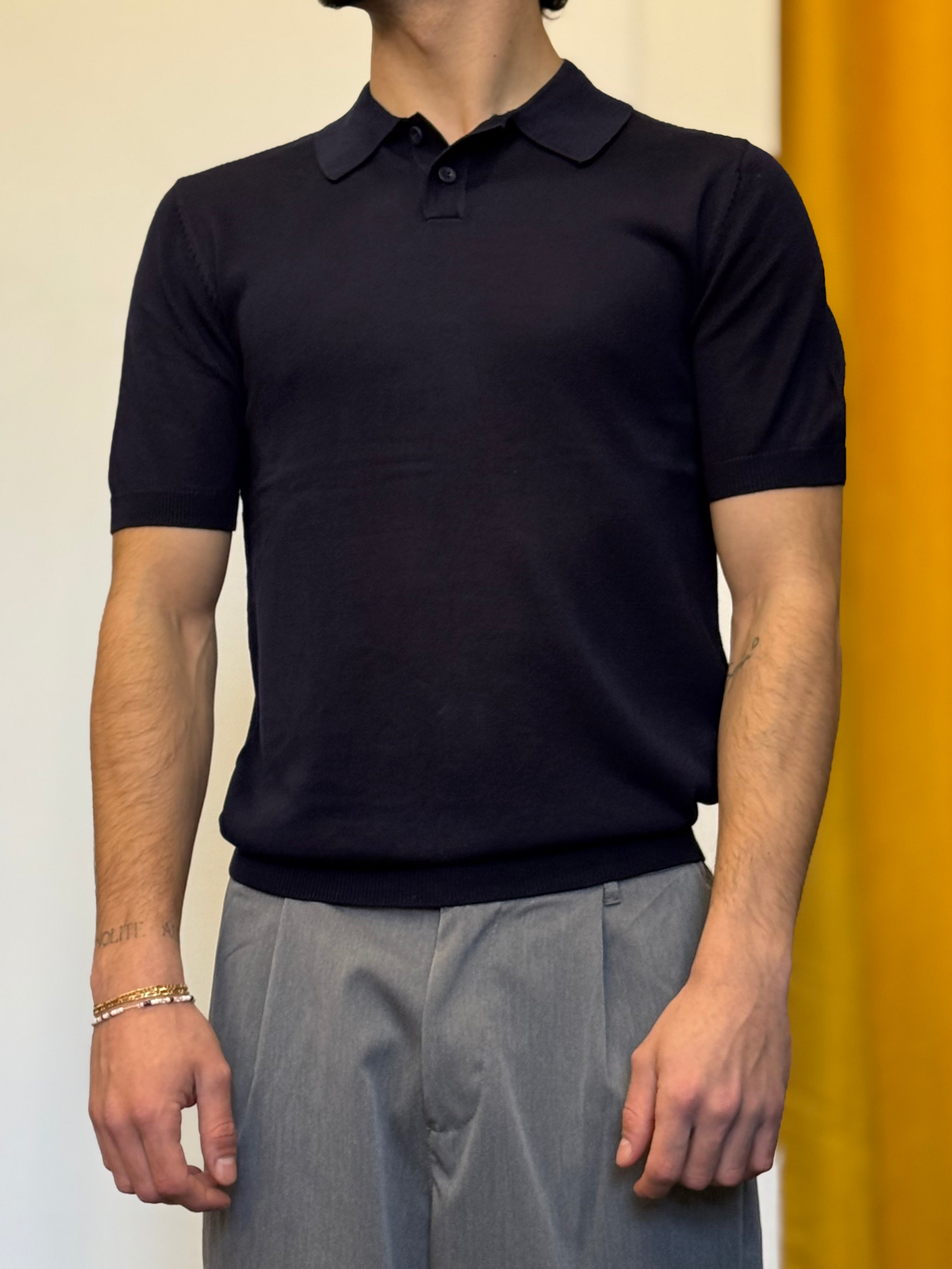 POLO 2 Bottoni Slim Fit BLU NAVY