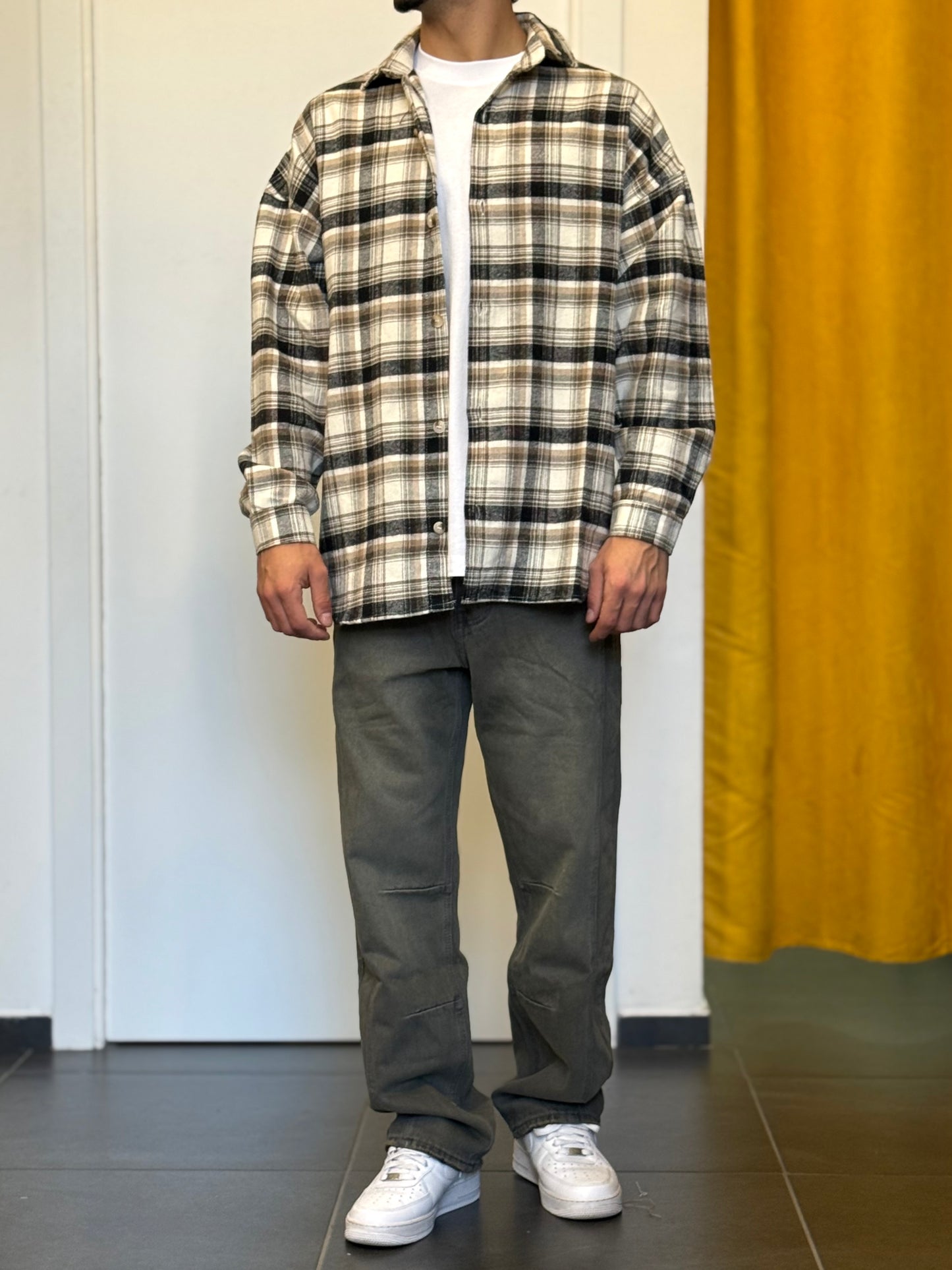 CAMICIA A Quadri PANNA/BEIGE/NERO