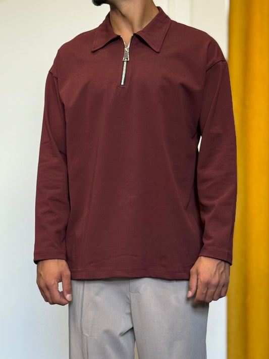 POLO ZIP Regular BORDEAUX