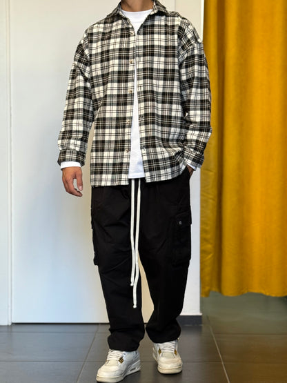 CAMICIA Oversize QUADRI BIANCO/NERO