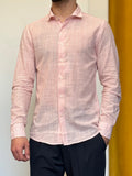 CAMICIA Lino Righe ROSA ANTICO