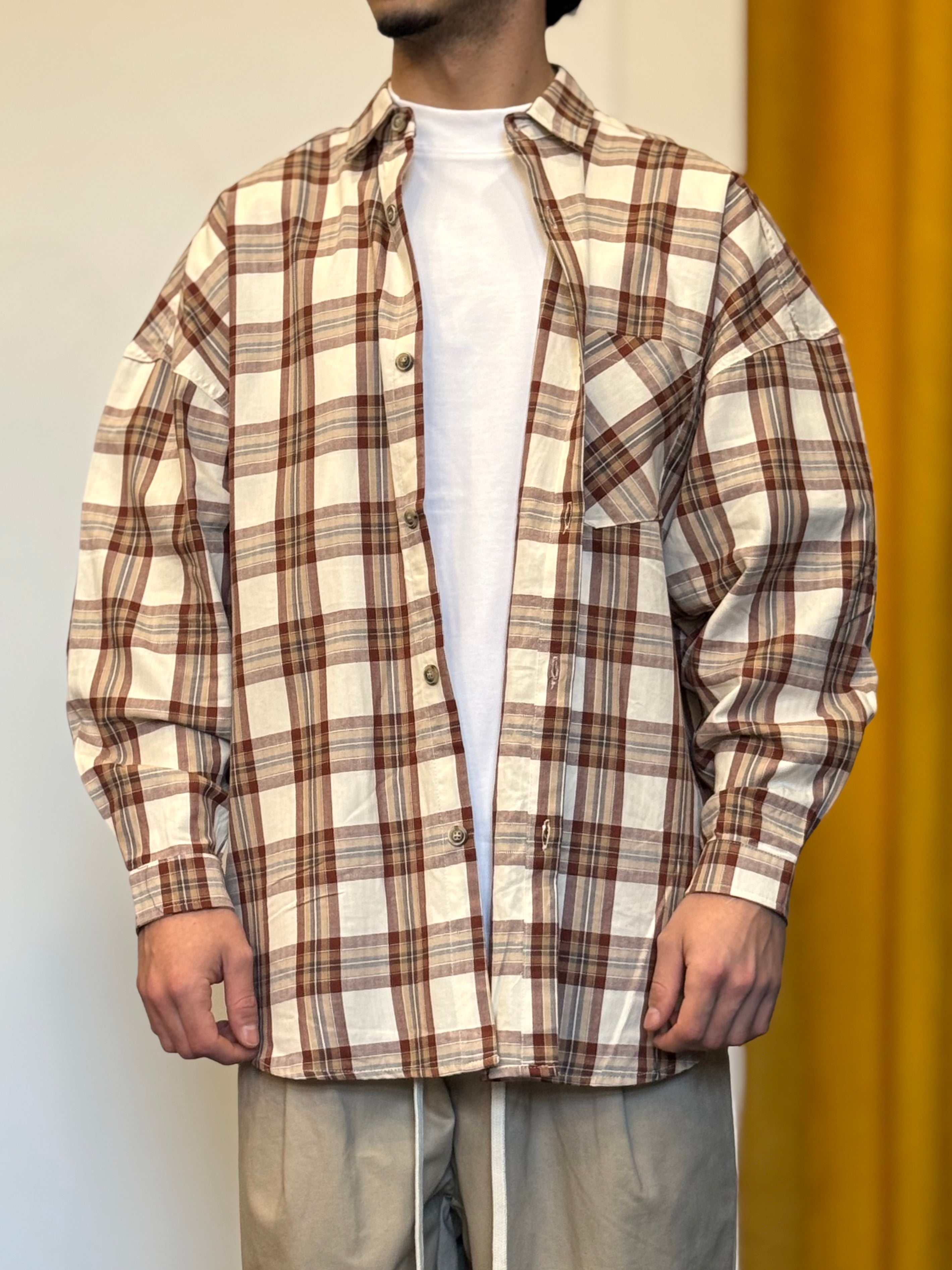 CAMICIA A Quadri OVERSIZE BEIGE