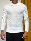 POLO RIGHE Maniche Lunghe Slim Fit BIANCO