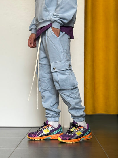 COMPLETO TUTA Cappuccio + Cargo CELESTE