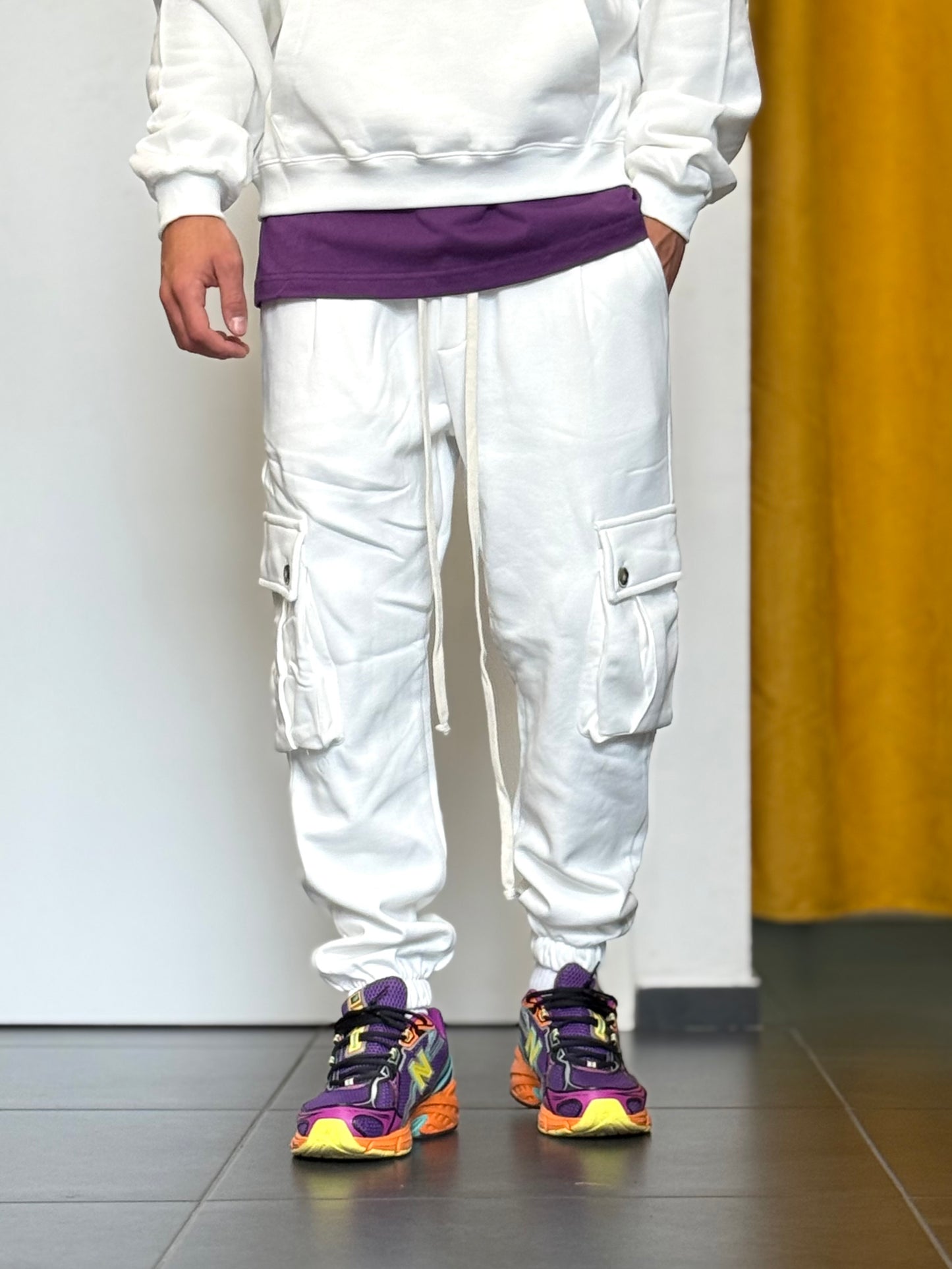 COMPLETO TUTA Cappuccio + Cargo BIANCO