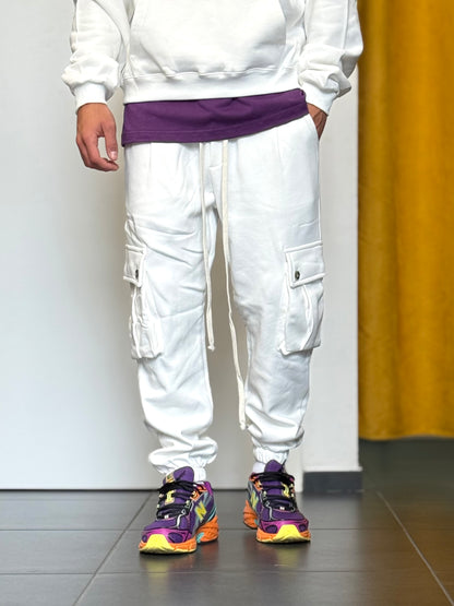 COMPLETO TUTA Cappuccio + Cargo BIANCO