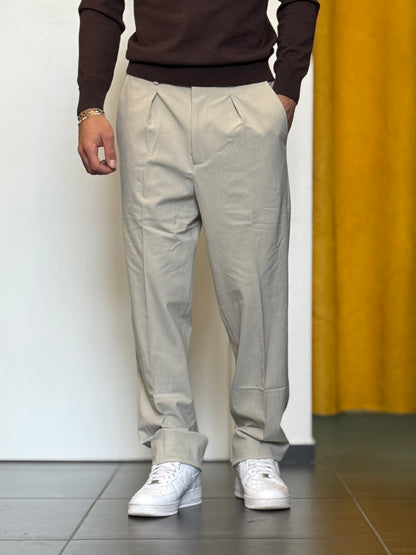 PANTALONE Elegante Semi-Over BEIGE