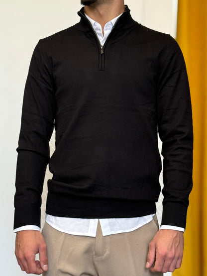 MAGLIONE Slim Fit Zip NERO