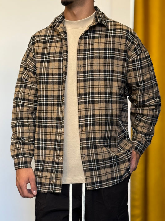 CAMICIA Oversize QUADRI NERO/BEIGE