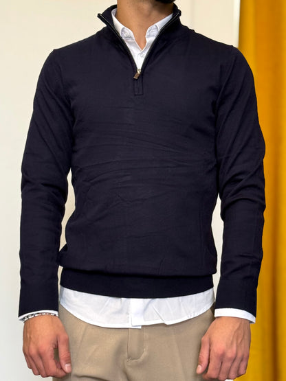 MAGLIONE Slim Fit Zip BLU NAVY