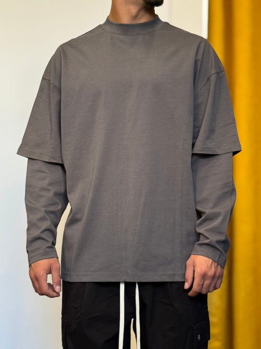 T-SHIRT Double Maniche Lunghe GRIGIO SCURO