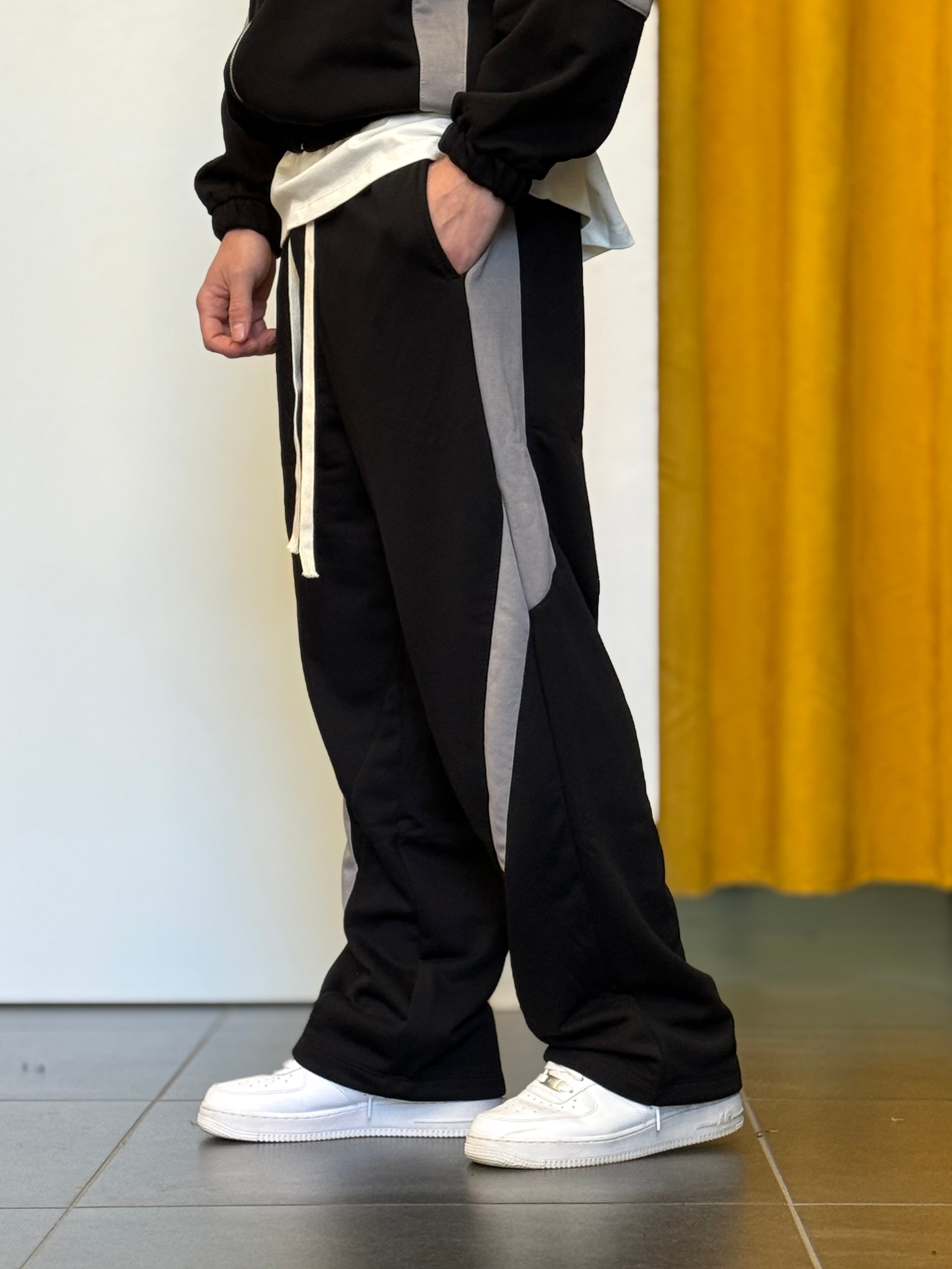 TUTA Cotone Garzato BICOLOR NERO