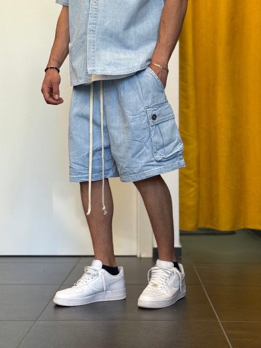 COMPLETO CARGO Tasca Laterale Denim Blu Chiaro
