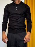 POLO Maniche Lunghe Slim Fit NERO