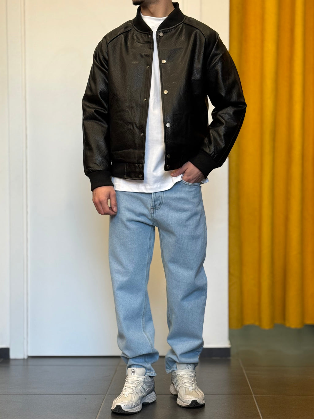 GIACCA Bomber Ecopelle NERO