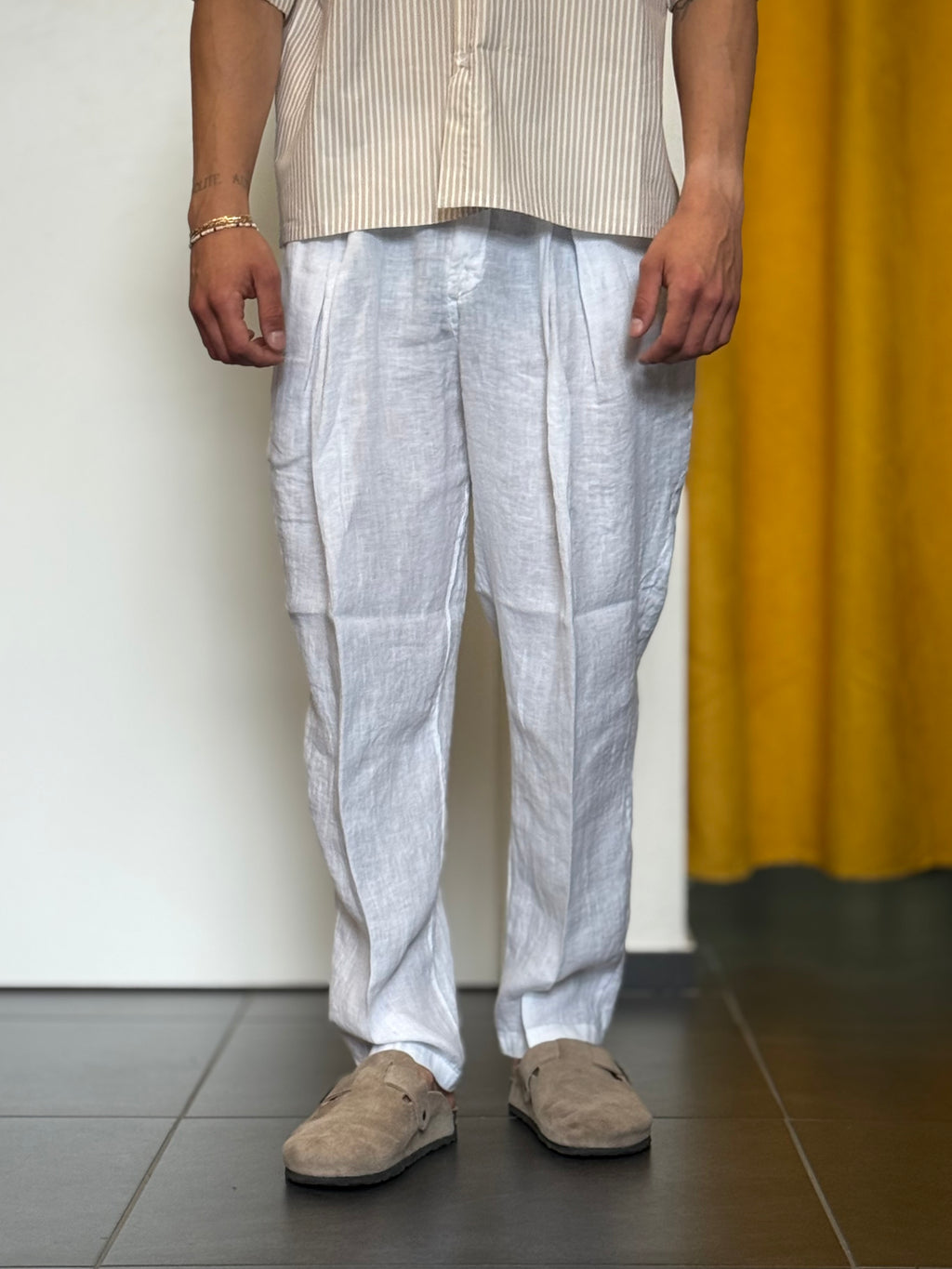 PANTALONE Lino Over BIANCO