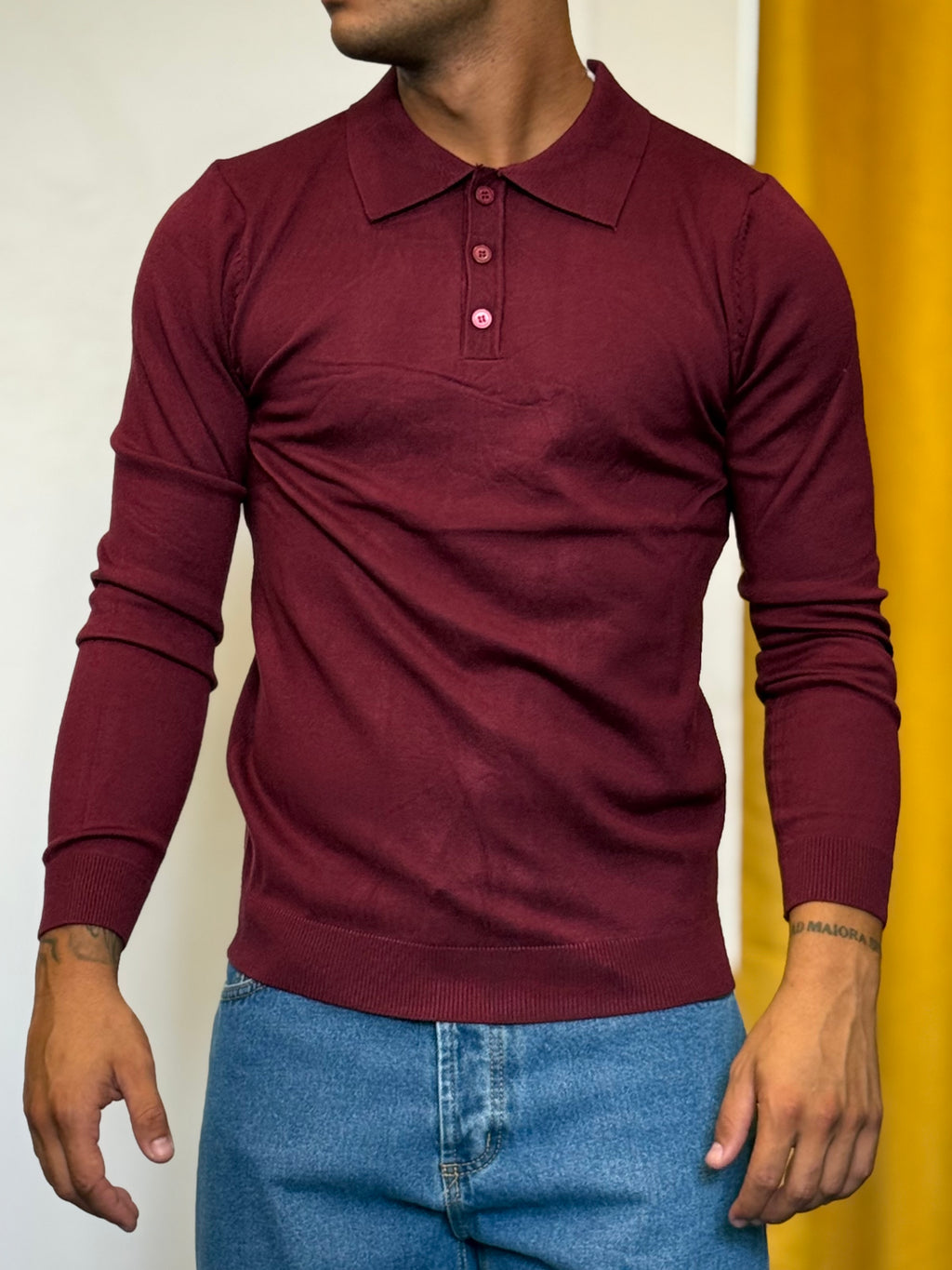 POLO Maniche Lunghe Slim Fit BORDEAUX