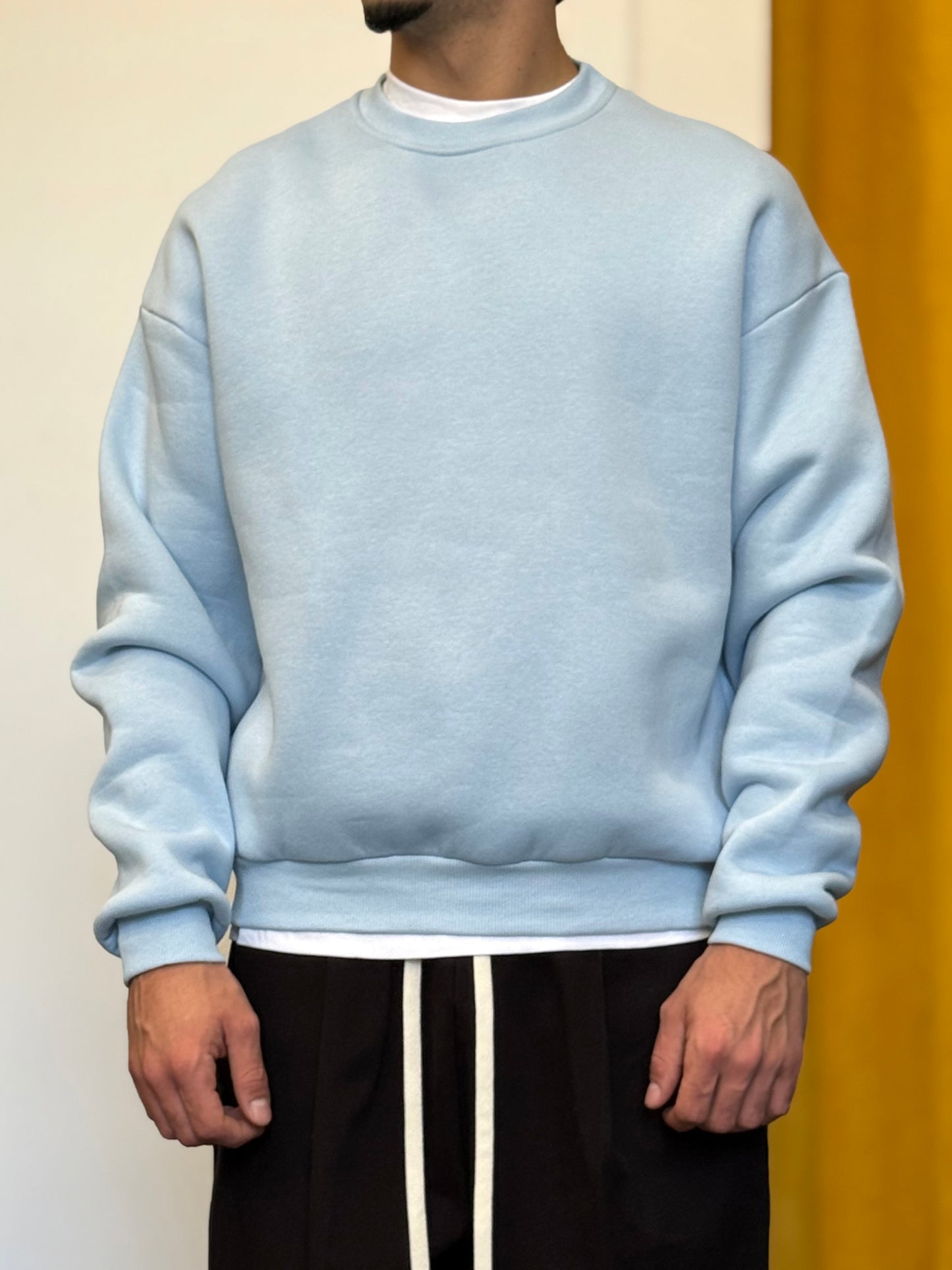 FELPA Girocollo Cotone Felpato CELESTE