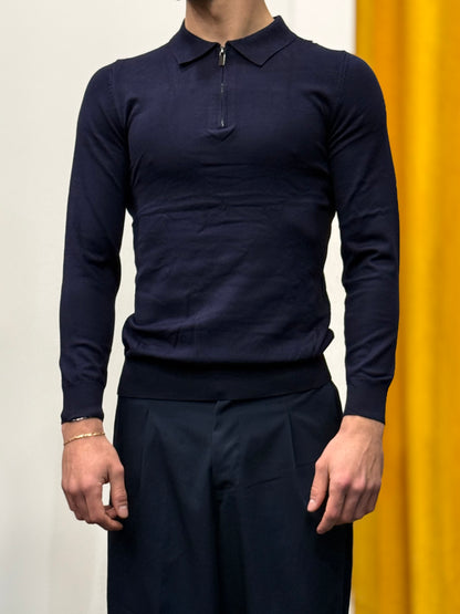 POLO ZIP Slim Fit BLU