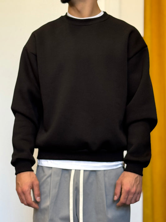 FELPA Girocollo Cotone Felpato NERO