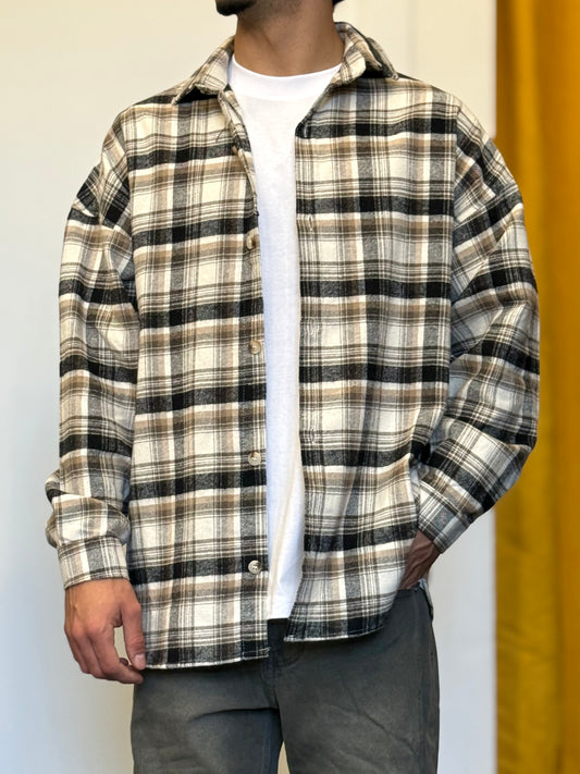 CAMICIA A Quadri PANNA/BEIGE/NERO