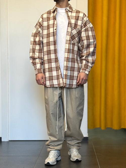 CAMICIA A Quadri OVERSIZE BEIGE