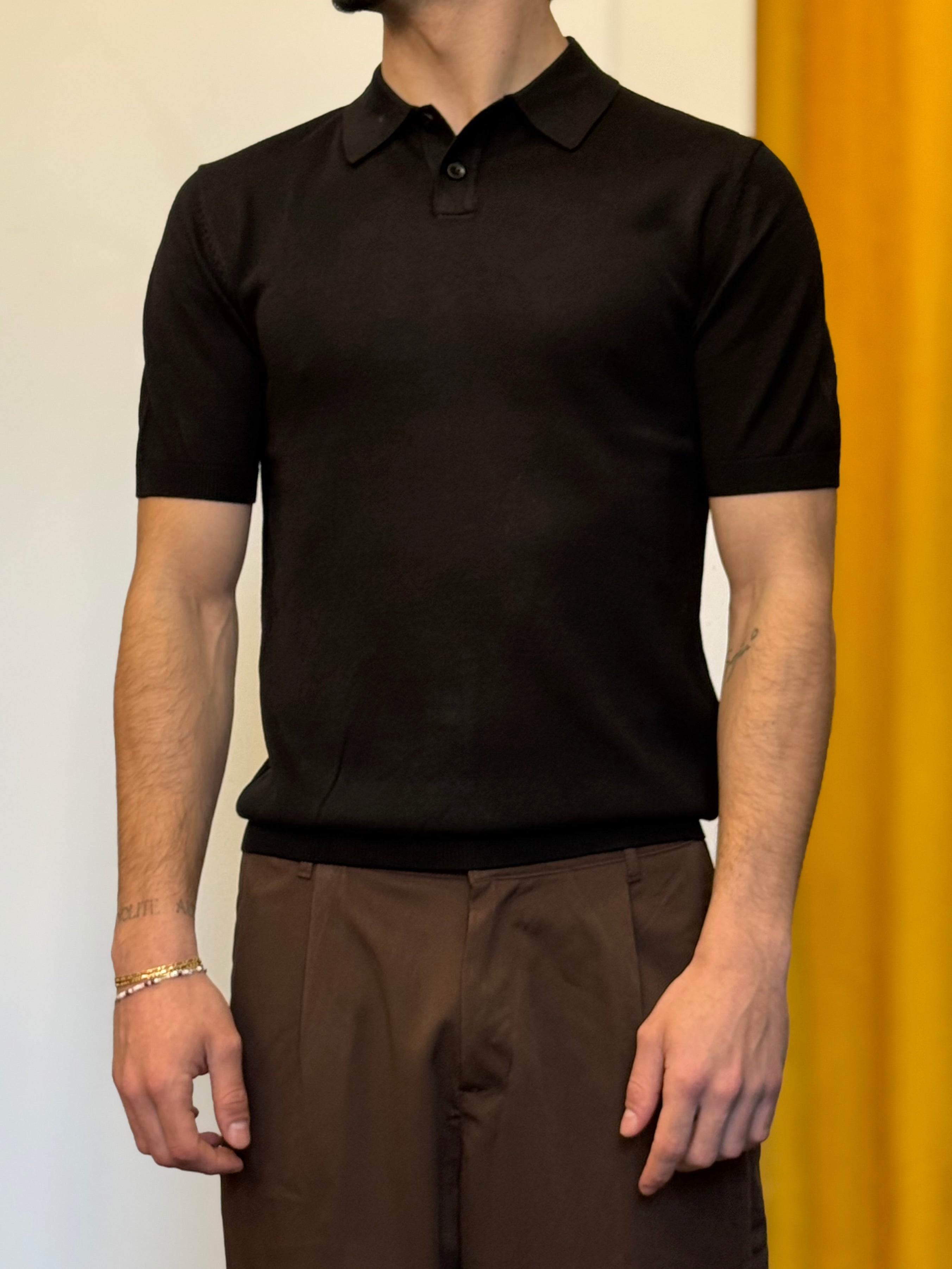 POLO 2 Bottoni Slim Fit NERO