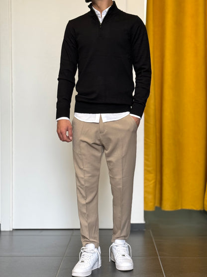 MAGLIONE Slim Fit Zip NERO