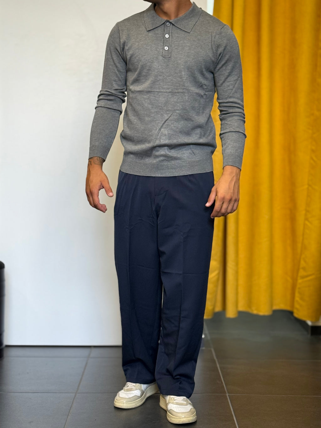 POLO Maniche Lunghe Slim Fit GRIGIO